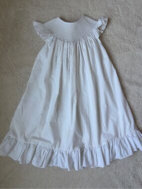 Ruffle Girl White Ruffled Smocked Yoke Dress Girls Size 4